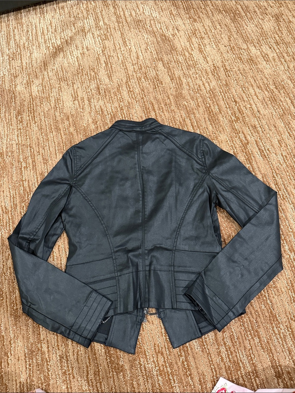 White House Black Market Black Moto-Style Leather Jacket - Picture 2 of 2